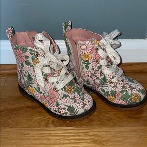 Cat & Jack Floral Kids Boots with Pink and Green